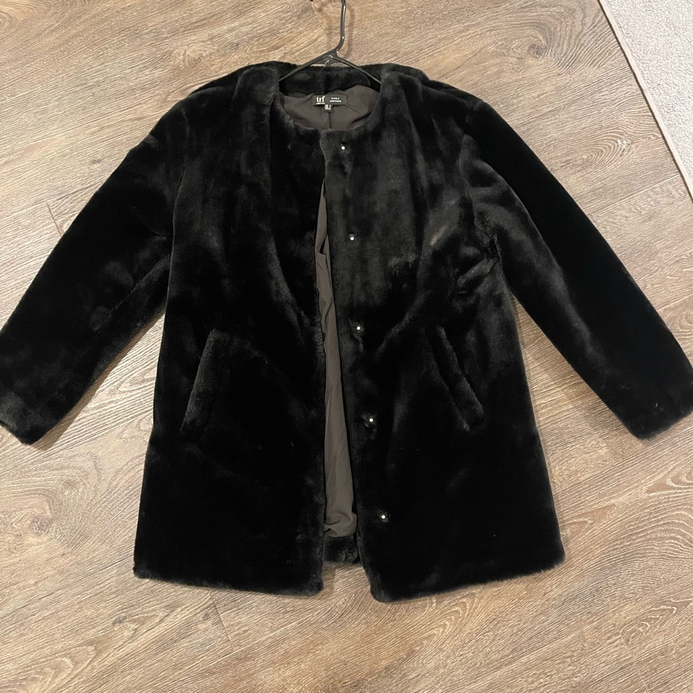 S Zara Black Faux Fur Coat